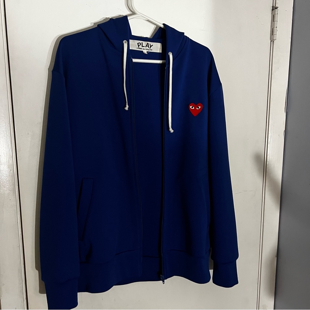 Comme Des Garçons CDG Play Blue Mens Zip Up Hoodie Size Large - Picture 5 of 12